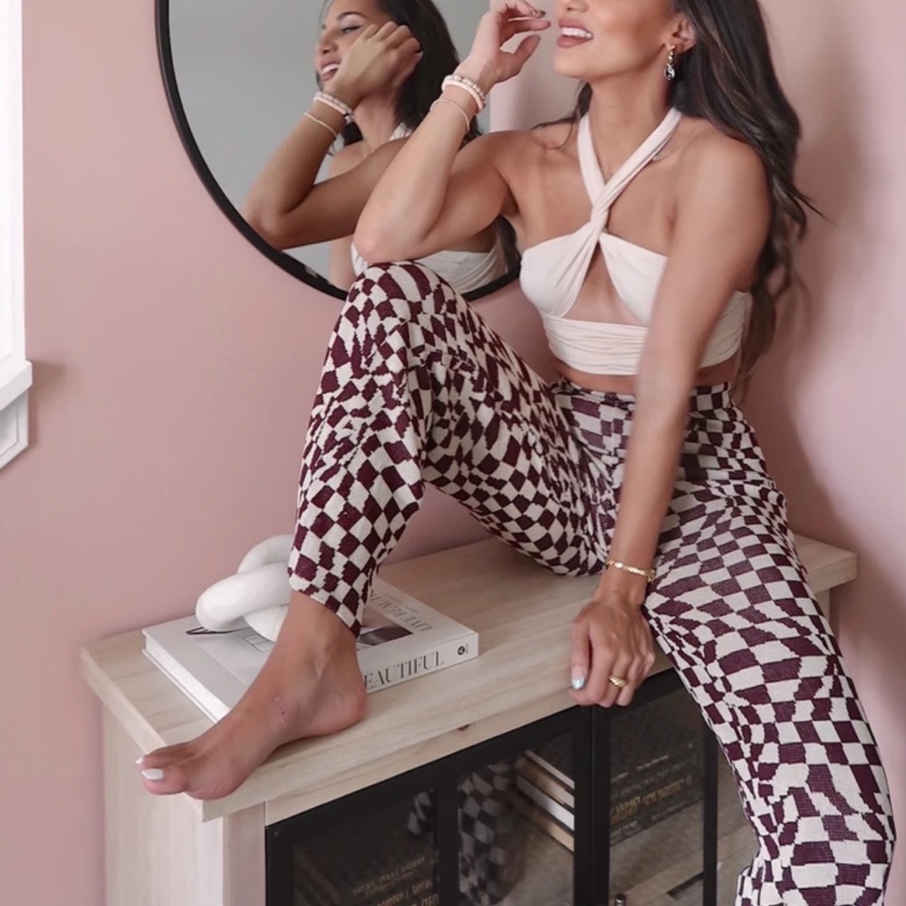 Checkered Knit Pants - Picture 2 of 5
